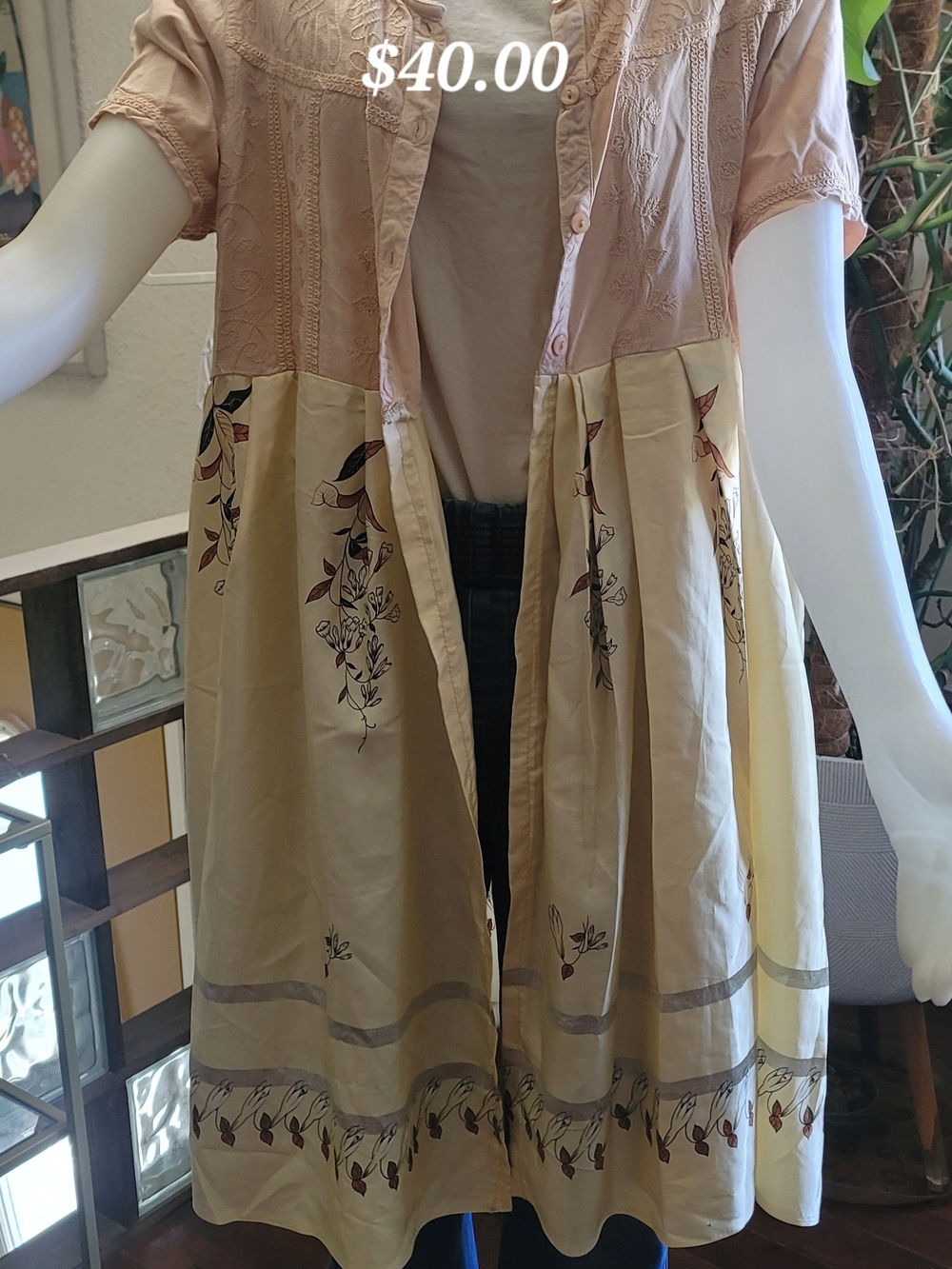 THE MORGAN FACTORY- OOAK Two-Tone Pink and Cream DRESS or Duster MED-XL